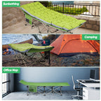 Haitral Portable Camping Cot With Mattress - Outdoor Folding Heavy Duty Sleeping Bed With Side Pocket For Adults - Oxford Single