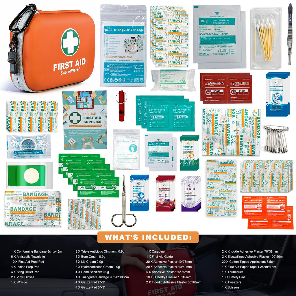 Succorware 150 Pieces Mini First Aid Kit - Small Medical Kit With Hard Shell - Emergency First Aid Kit For Car, Travel, Home, Ou