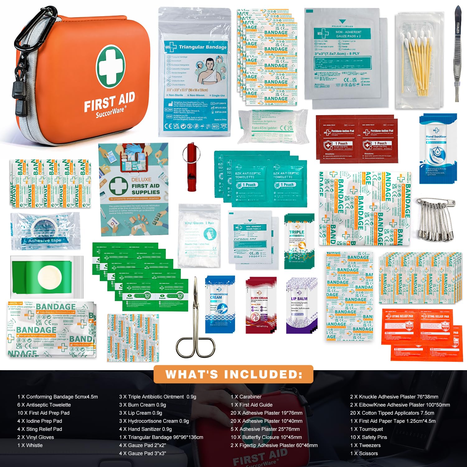 Succorware 150 Pieces Mini First Aid Kit - Small Medical Kit With Hard Shell - Emergency First Aid Kit For Car, Travel, Home, Ou