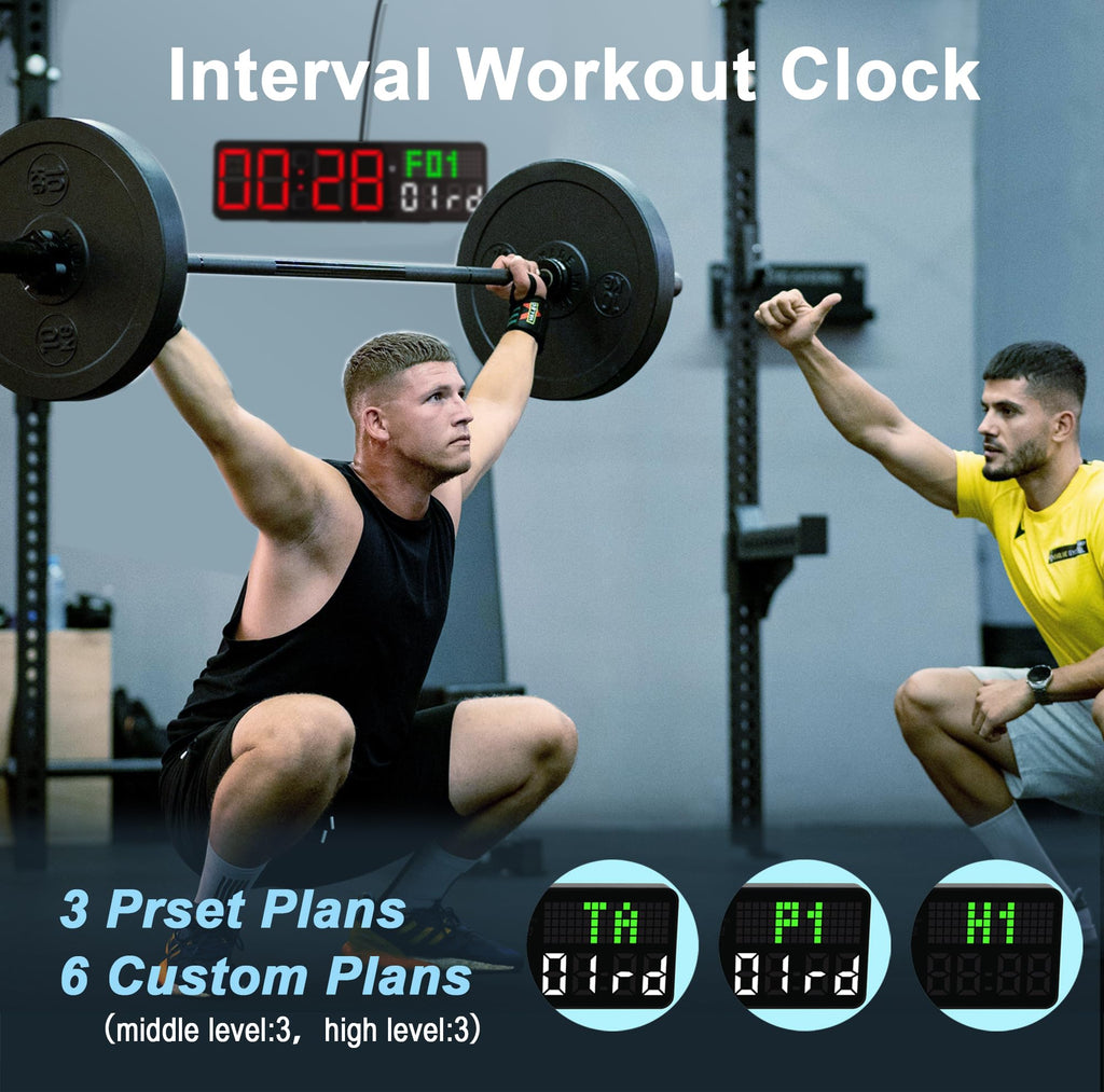 Lucorb Gym Clock Timer, Workout Clock With Seconds | 5 Display Modes, 4 Alarms | Remote Control Countdown Timer Wall For Home Gy