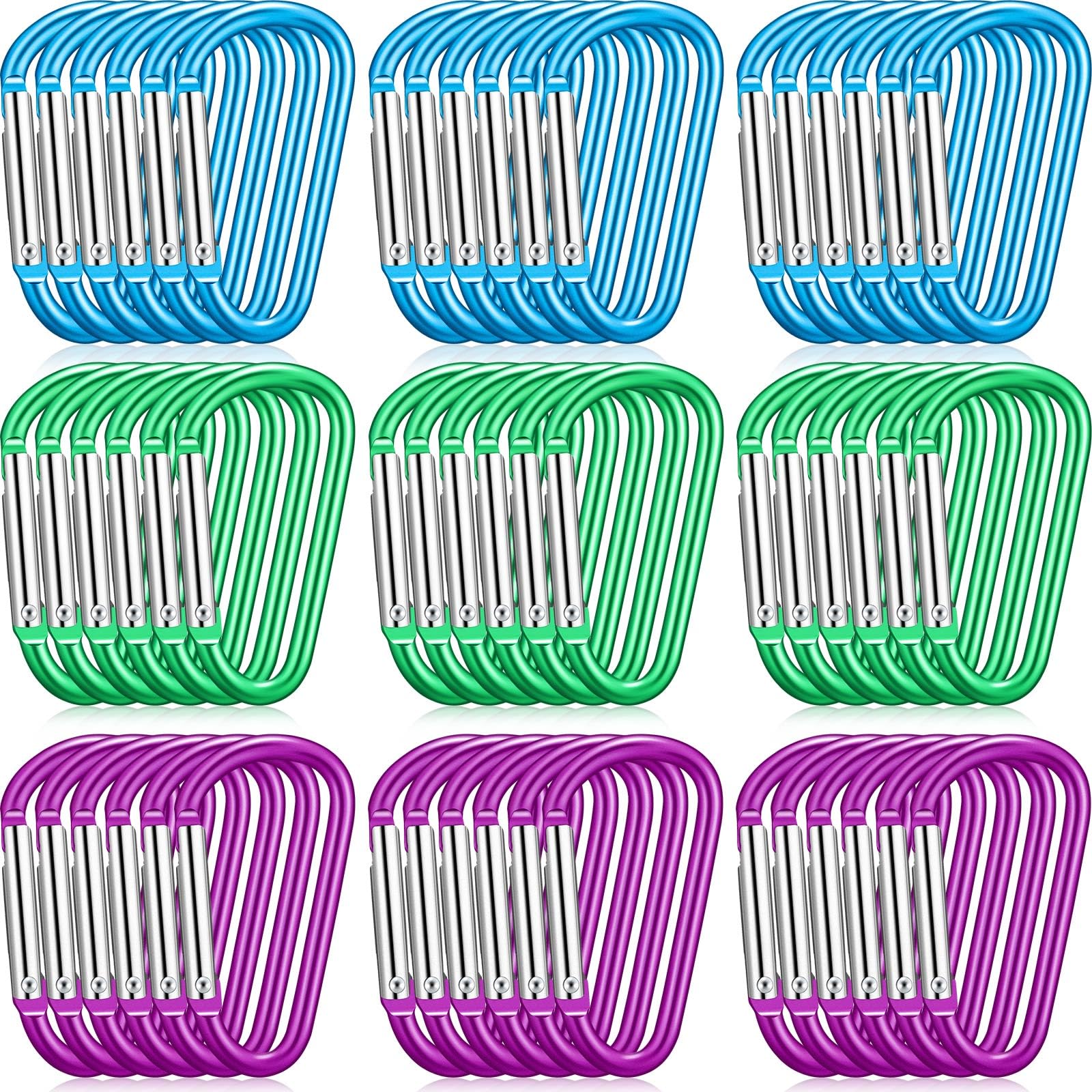 Shimeyao 180 Pcs 1.8 Small Aluminum Clip Keychain Buckle Clip Bulk Mini Aluminum D Ring Shape Small Lock Spring Snap Hook (Purpl