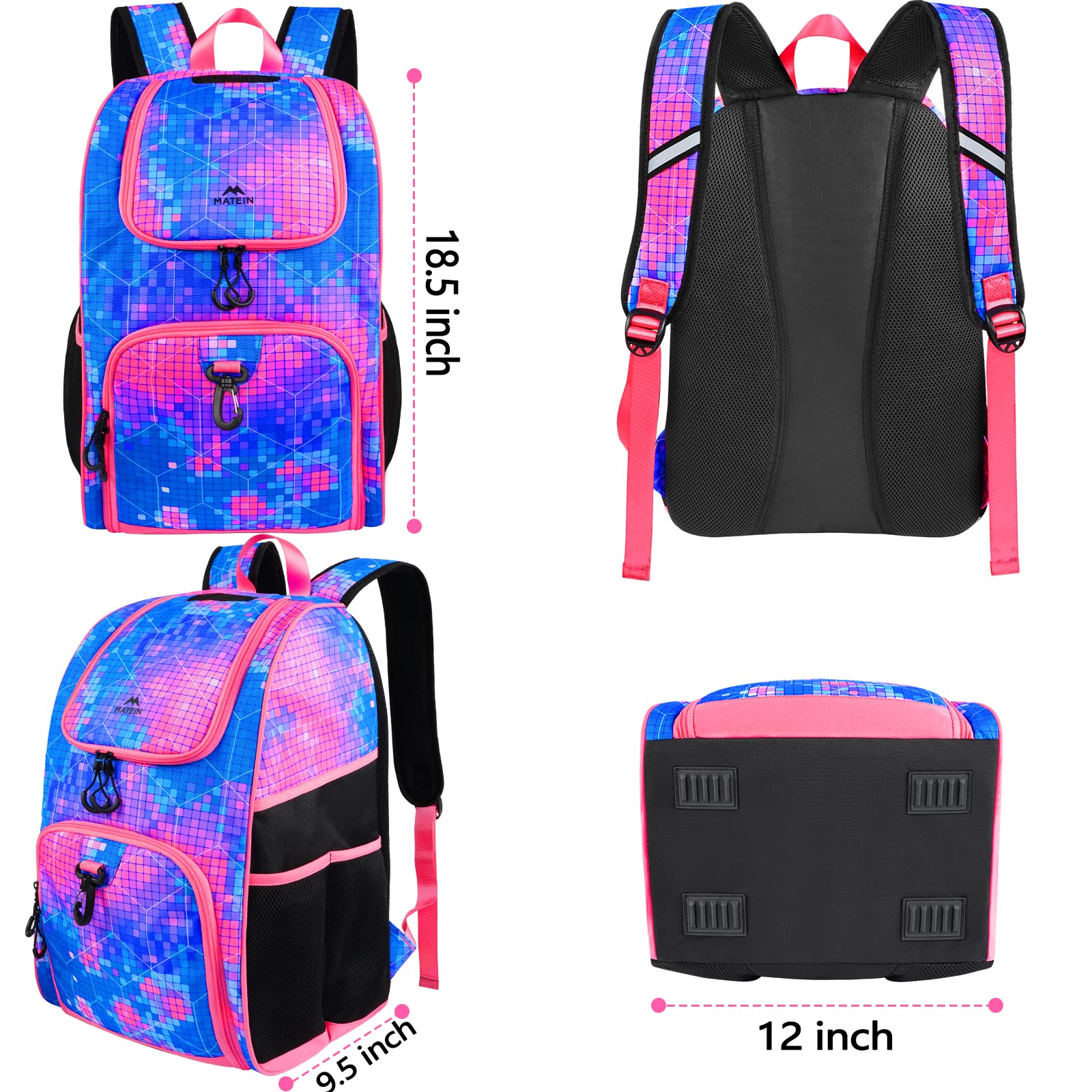 MATEIN Basketball Bag, Sturdy Soccer Bag with Ball Holder & Shoe Compartment, Large Basketball Backpack for Training Equipment,