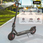 iScooter Electric Scooter, 12 Miles Range, 18 Mph Top Speed, Foldable Scooter Electric with 8.5 Pneumatic Tire, Double Braking