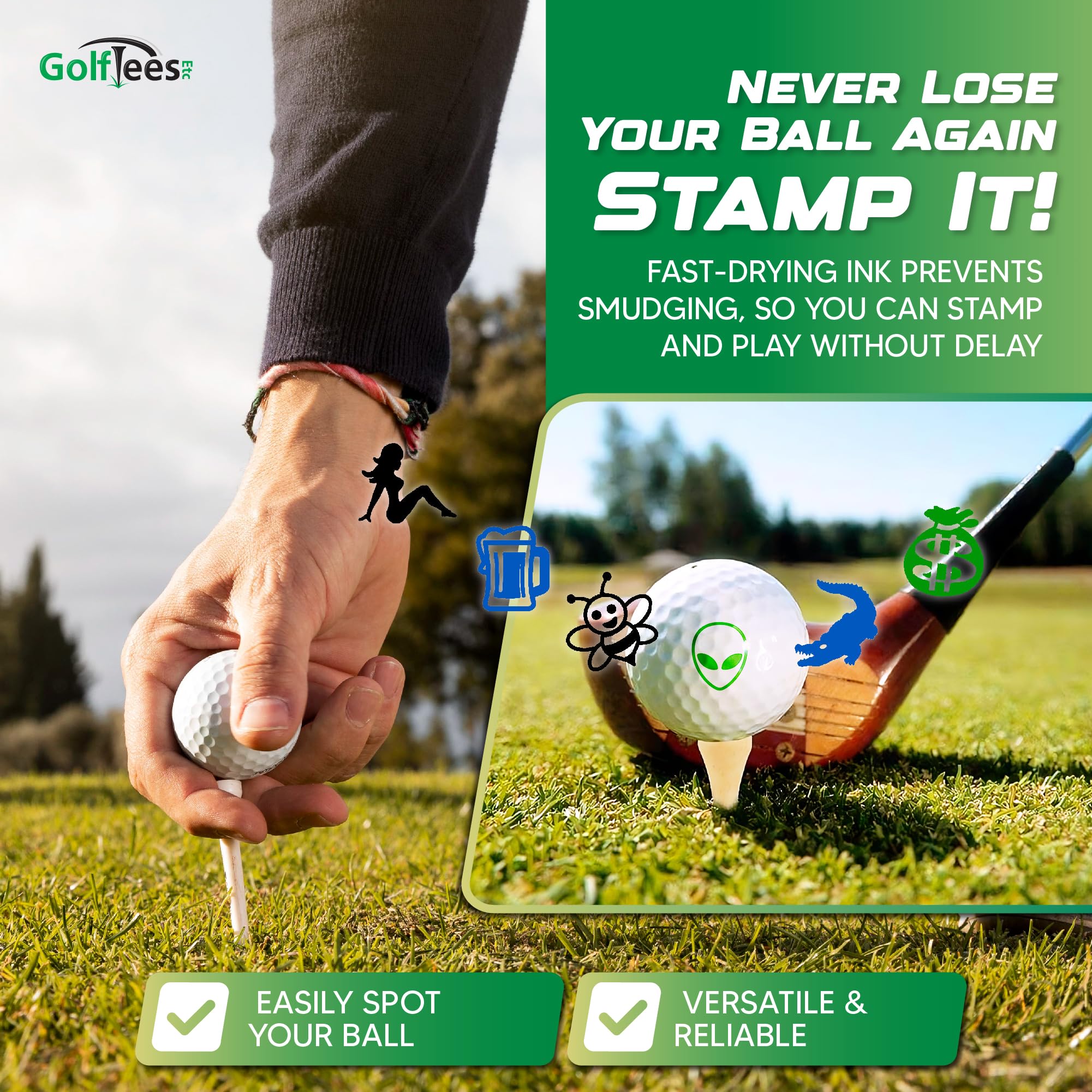 Promarking Ezballstamp Golf Ball Stamp Marker (Green Frog)
