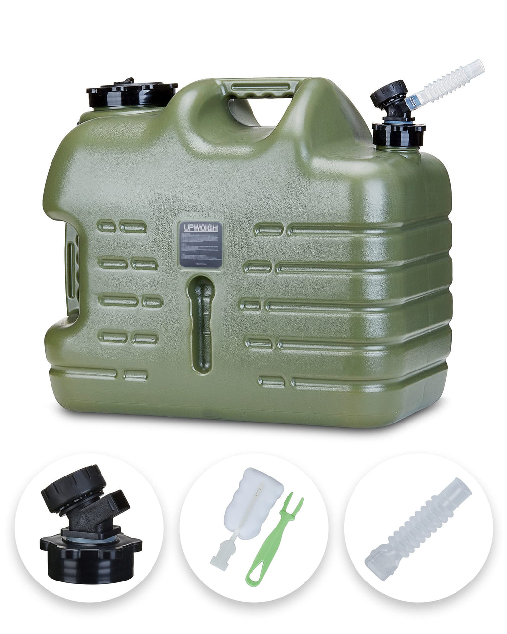Upwoigh Camping Water Container, 6.6 Gallon Big Water Containers Jug, Truly No Leakage Water Storage, Military Green Water Tank,