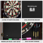 Viper By Gld Products Vault Deluxe Dartboard Cabinet With Shot King Sisal Dartboard And Illumiscore Scoreboard, Wood
