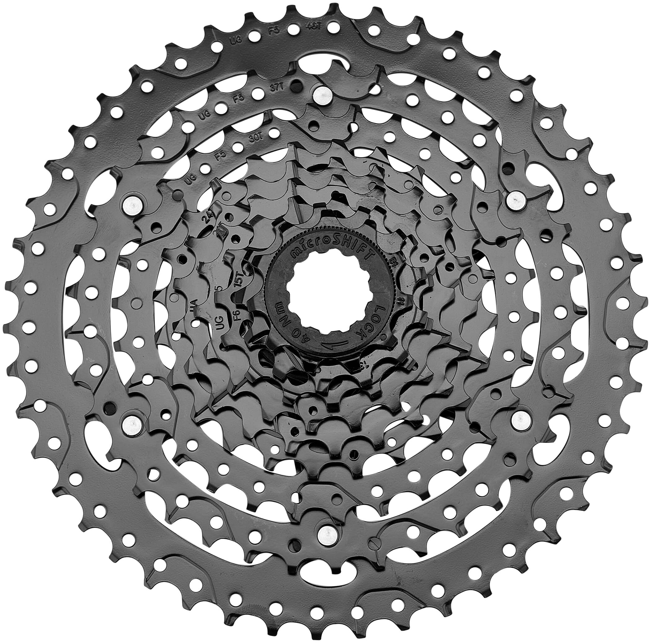 Microshift | Advent Cassette | 9 Speed | 11-46T | Ed Black | Hardened Steel Cogs