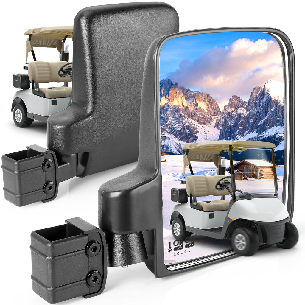 9.99World Mall Golf Cart Side Mirrors, No Drilling 180 Degree Rotation & Foldable-Hd Shatterproof Glass Mirrors For Golf Cart Cl