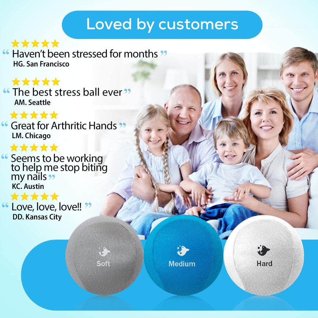 Serenilite 3X Hand Therapy Exercise Stress Ball Bundle For Adults, Grip Strengthening, Tri-Density Squeeze Balls, Hand Grip Stre