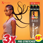 Sensationnel X-Pression Prestretched Braiding Hair - Kanekalon Flame Retardant Smooth Yaki Braid Hair Extension 3X 58 Inch (1 Pa