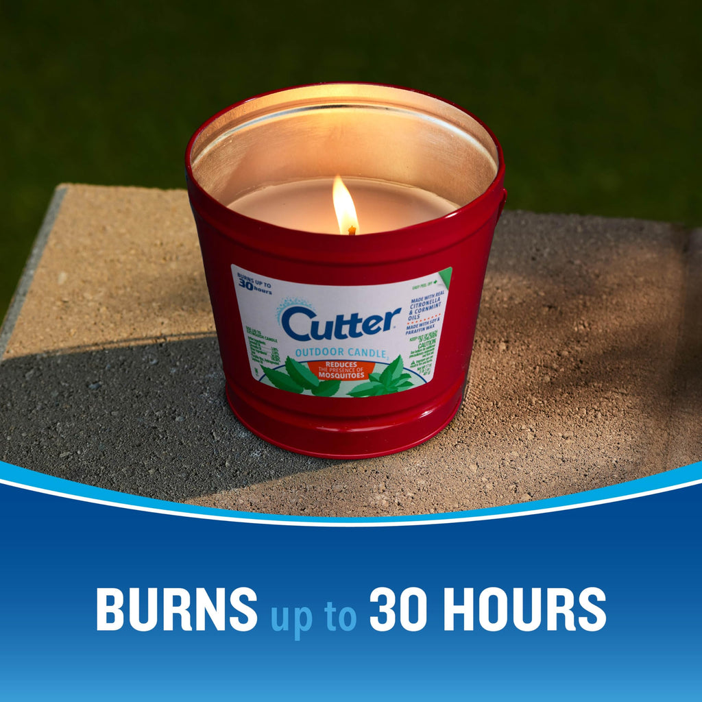 Cutter Candle, Outdoor Soy Wax Candle Made with Real Citronella Oil and Cornmint Oil Reduces The Presence of Mosquitoes with A L