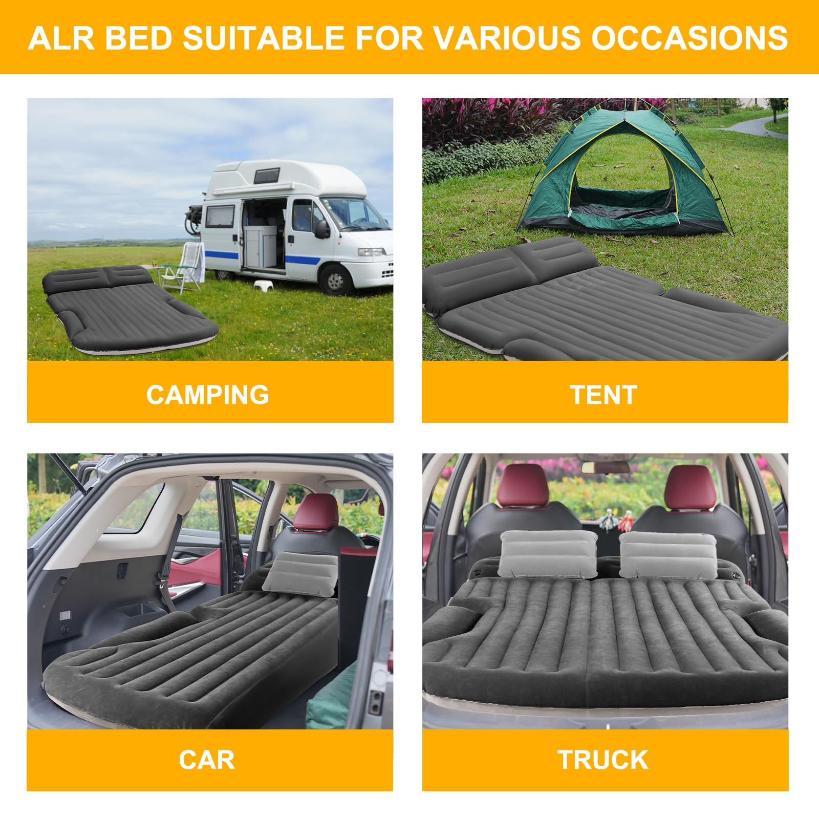 Kmz Suv Air Mattress Thickened And Double-Sided Flocking Travel Camping Bed With 2 Pillows & Electric Pump Dedicated Mobile Cush