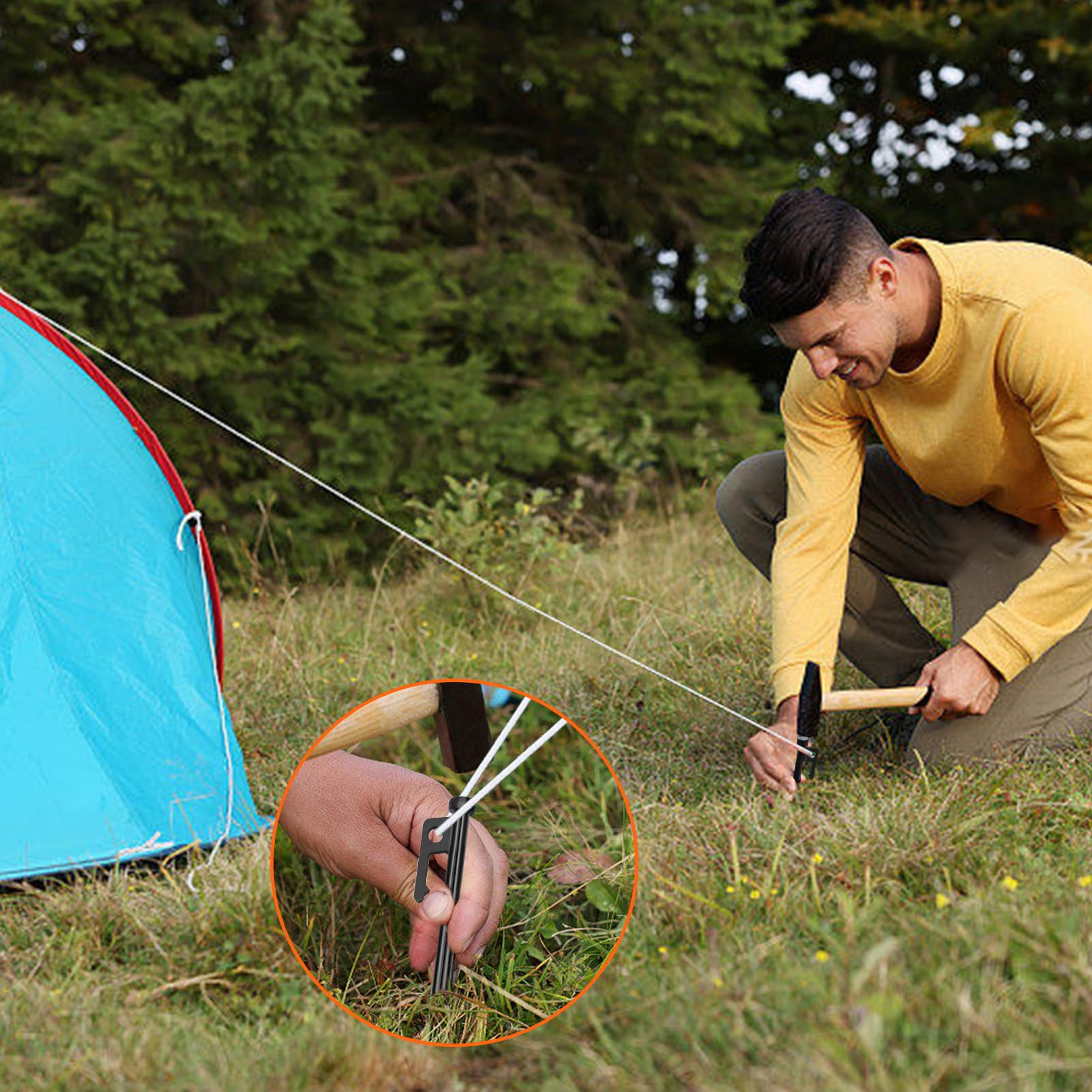 Eurmax Usa 12 Inch Multiuse Heavy Duty Steel Tent Stakes Tarp Pegs Camping Stakes For Outdoor Camping Canopy And Tarp With 4 Rop