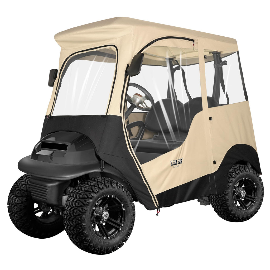 10L0L 2 Passenger Golf Cart Enclosure For Club Car Precedent, All Weather Windproof Waterproof Rain Cover, 4-Sided Clear Window 