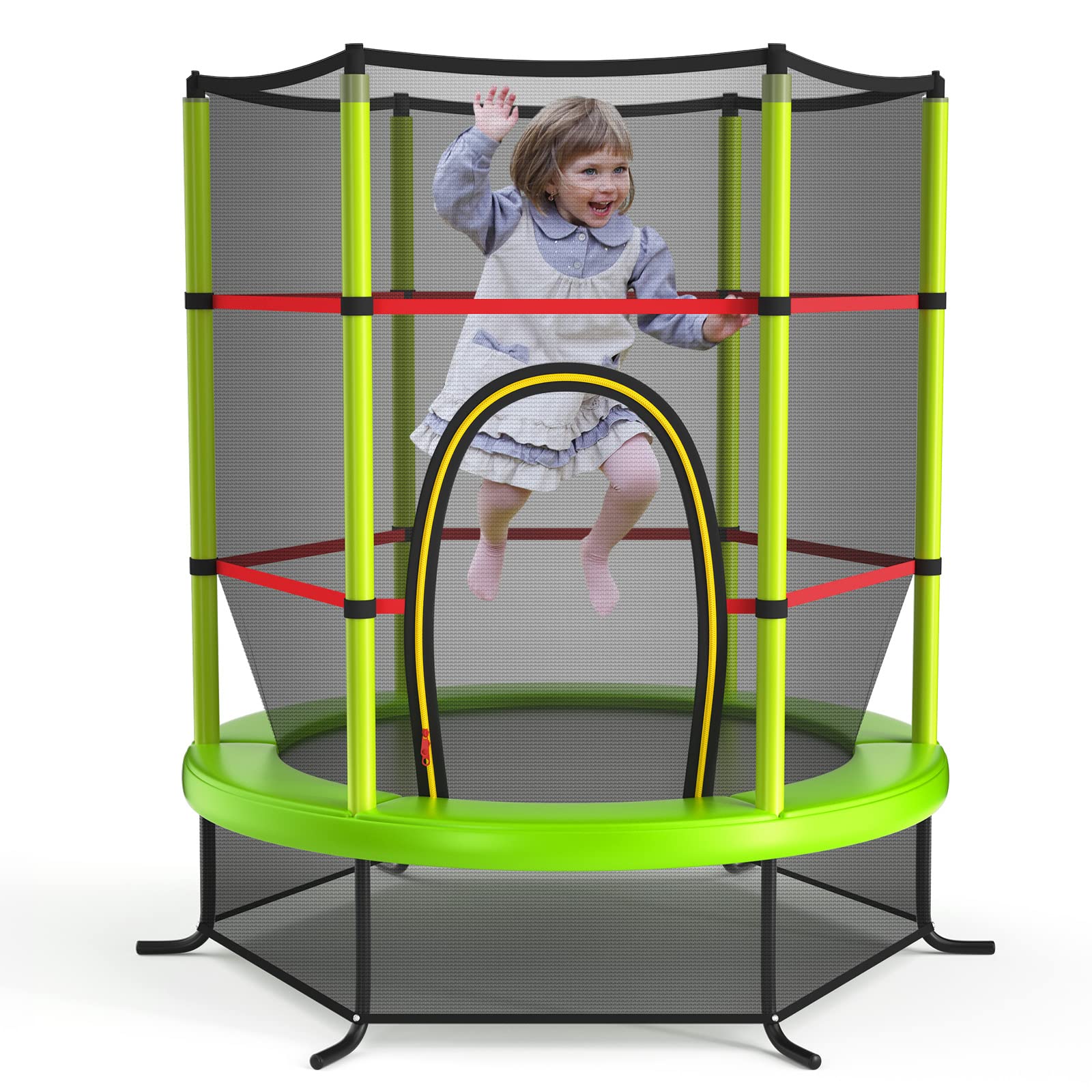 Giantex Mini Kids Trampoline with Safety Enclosure Net, No-Gap Safe Design, Easy to Assemble 4.6 Ft Outdoor Indoor Small Toddler