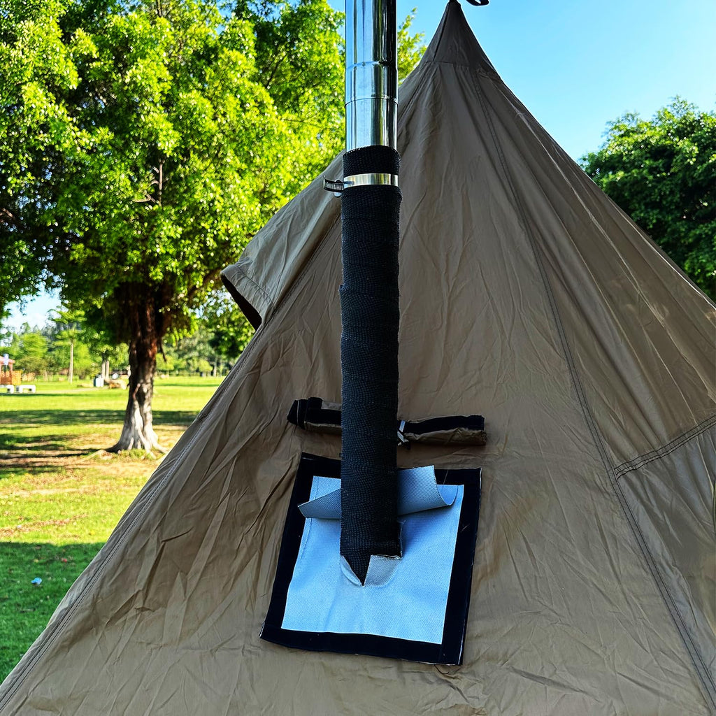 Fireproof Chimney Webbing Solowilder Camping Stove Pipe Wrap Protector With 2 Clamps