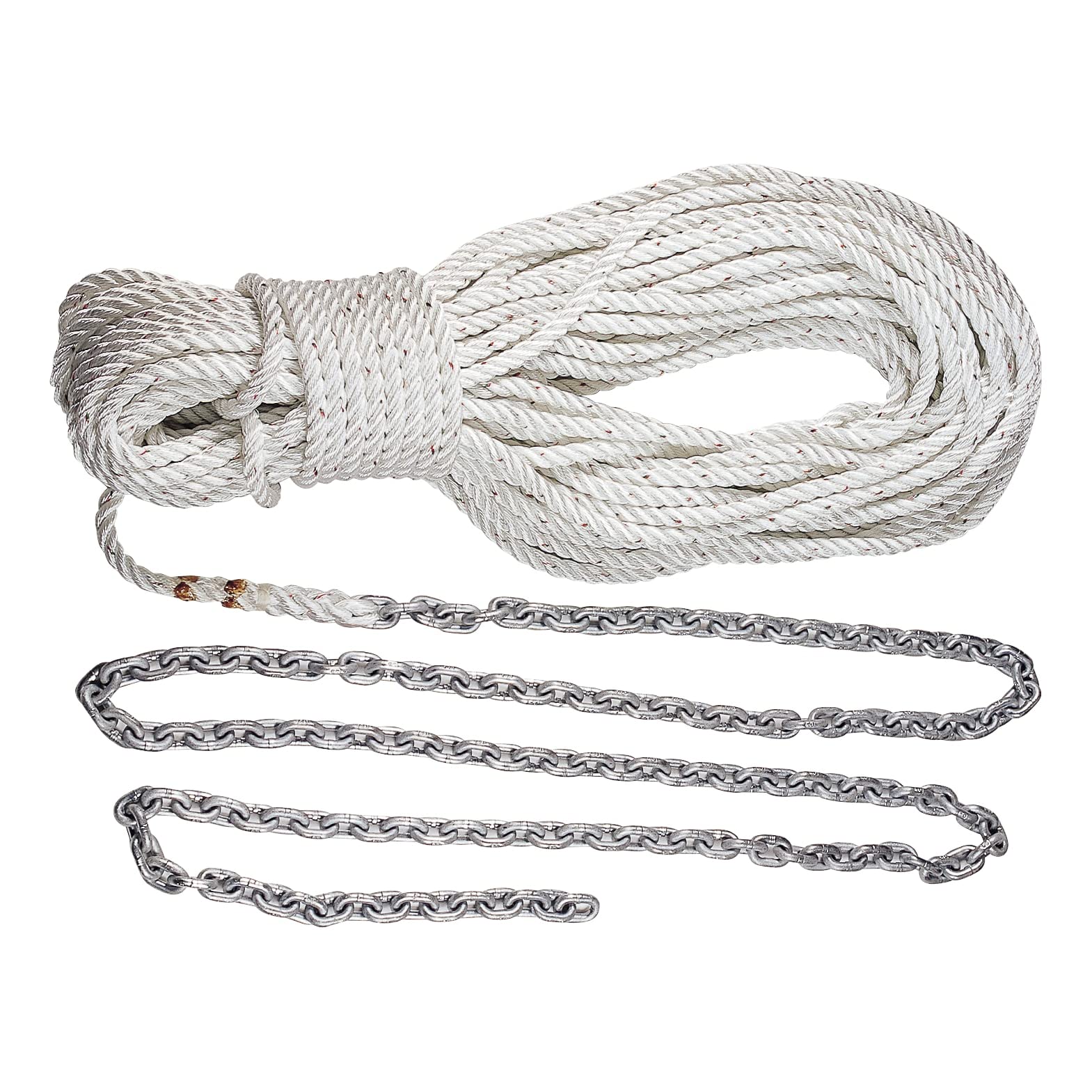 Lewmar Boat Anchor Rode For Windlasses - 10' 1/4'' G4 Chain, 200' 1/2'' 8-Plait Rope With Shackle, High-Test-Rated Galvanized Li