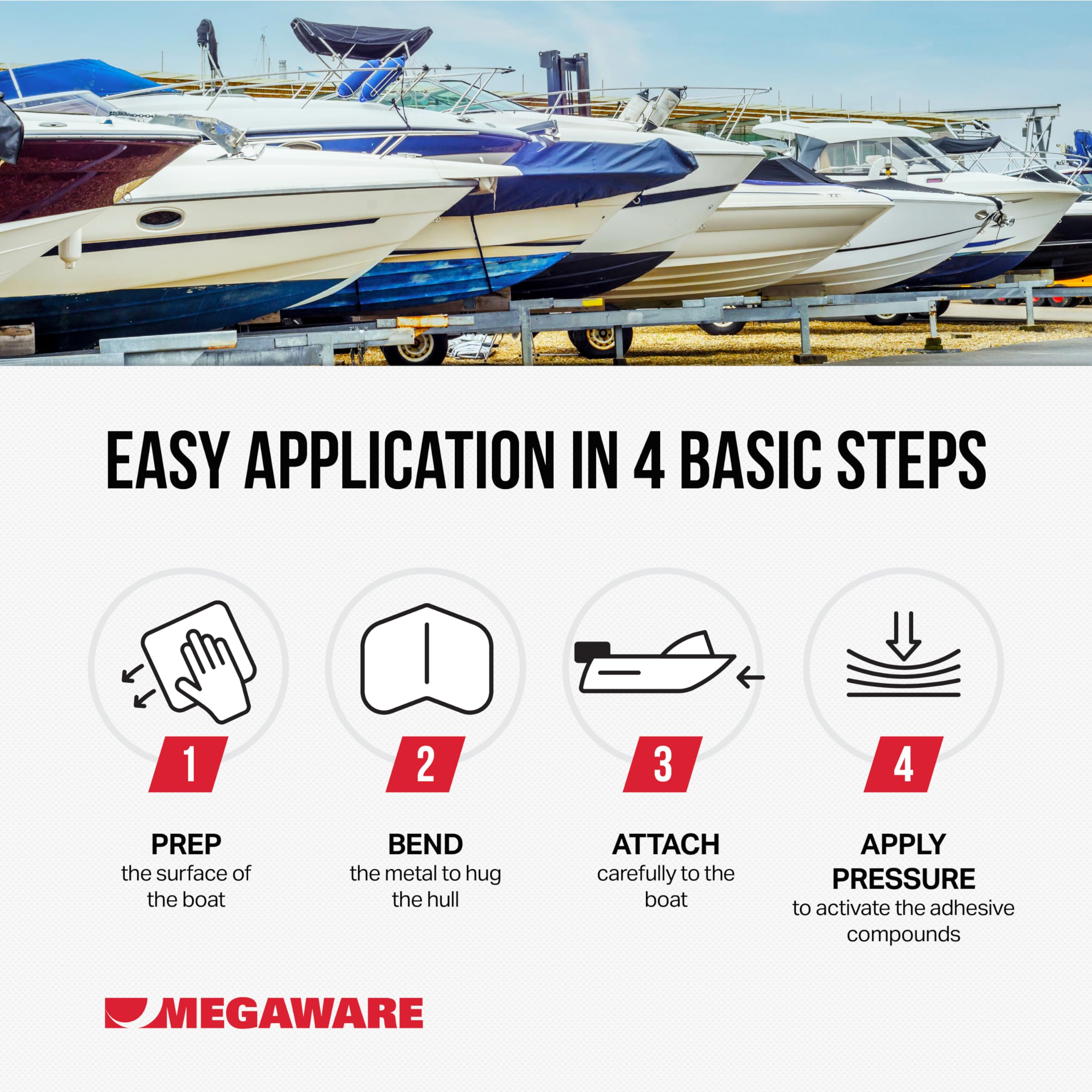 Megaware - Xl Scuffbuster Bow Guard With Notch For Boats - Protects From Scuffs And Scratches - Stainless Steel Shield With 3M A