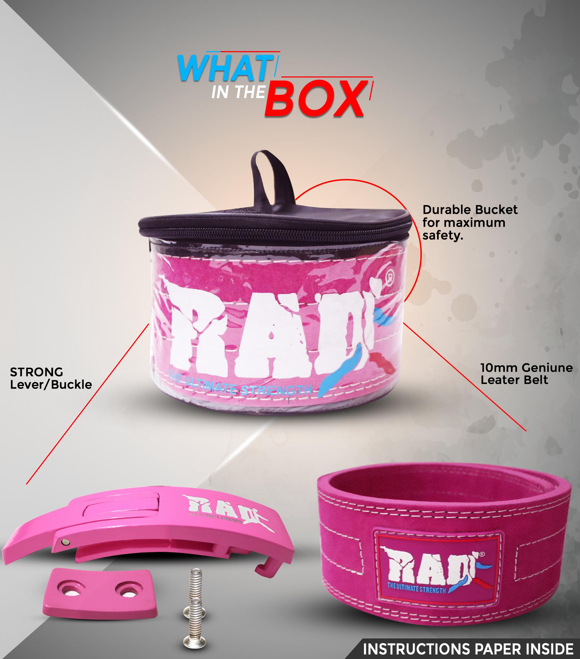 Rad Weight Lifting Belts Powerlifting And Weightlifting Belt With Lever Buckle, 10Mm (Pink, Xl)