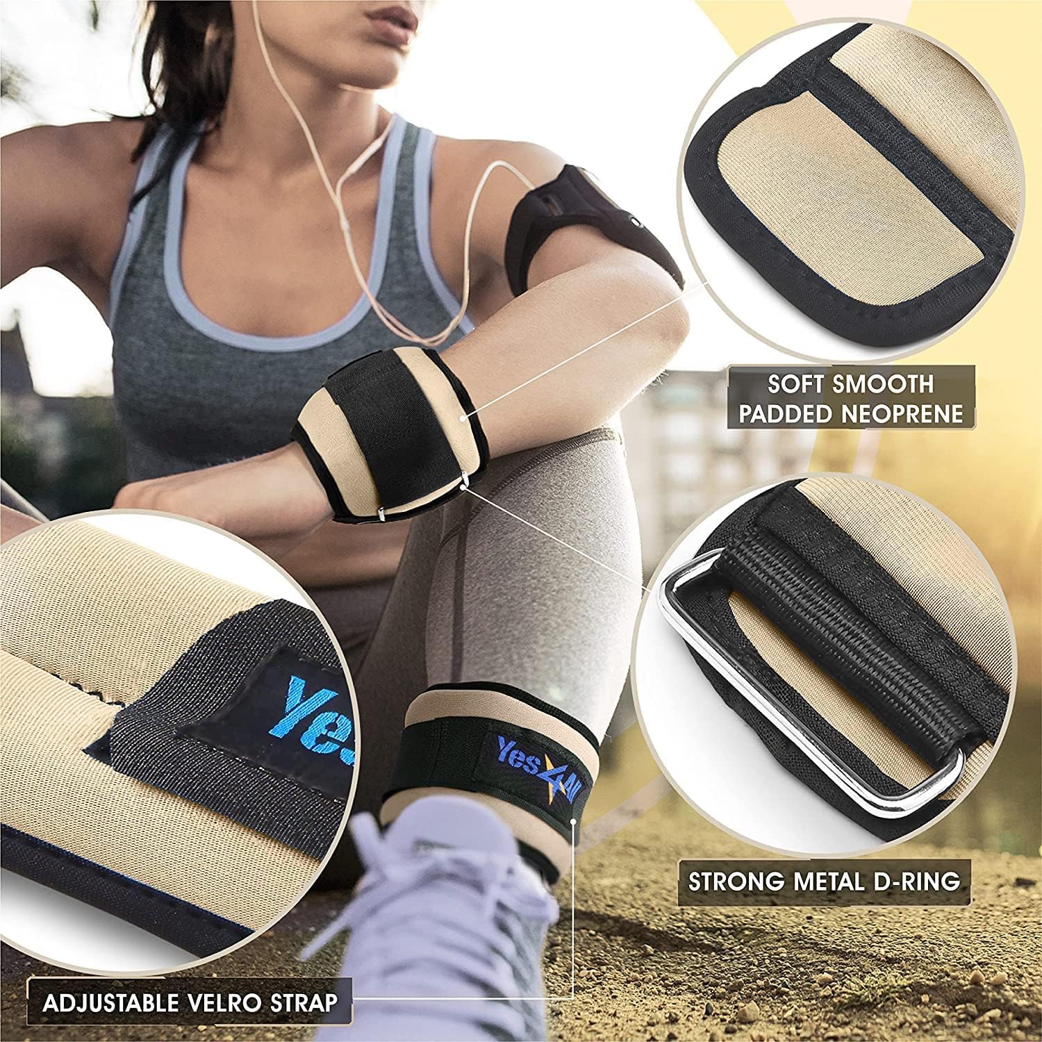 Yes4All Wrist & Ankle Weights Pair 1Lb -10Lbs For Women, Men, Kids Adjustable Strap - Walking, Jogging, Pilates, Gym Fitness Wor