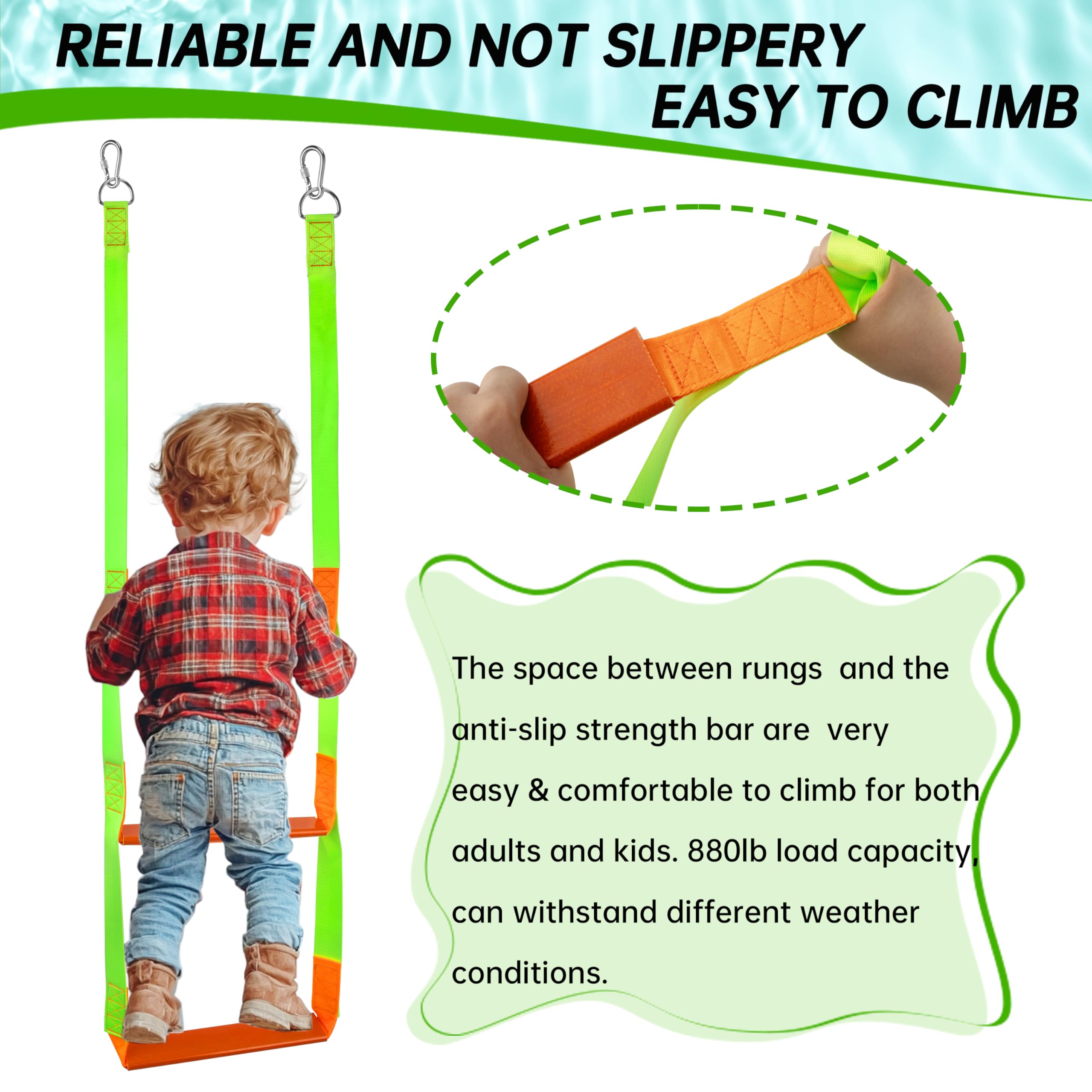 Boat Rope Ladder, 3 Step Heavy Duty Climbing Boat Ladder For Inflatable Boats, Fishing Boats, Sailboats, Kayaks, Tree Houses, An