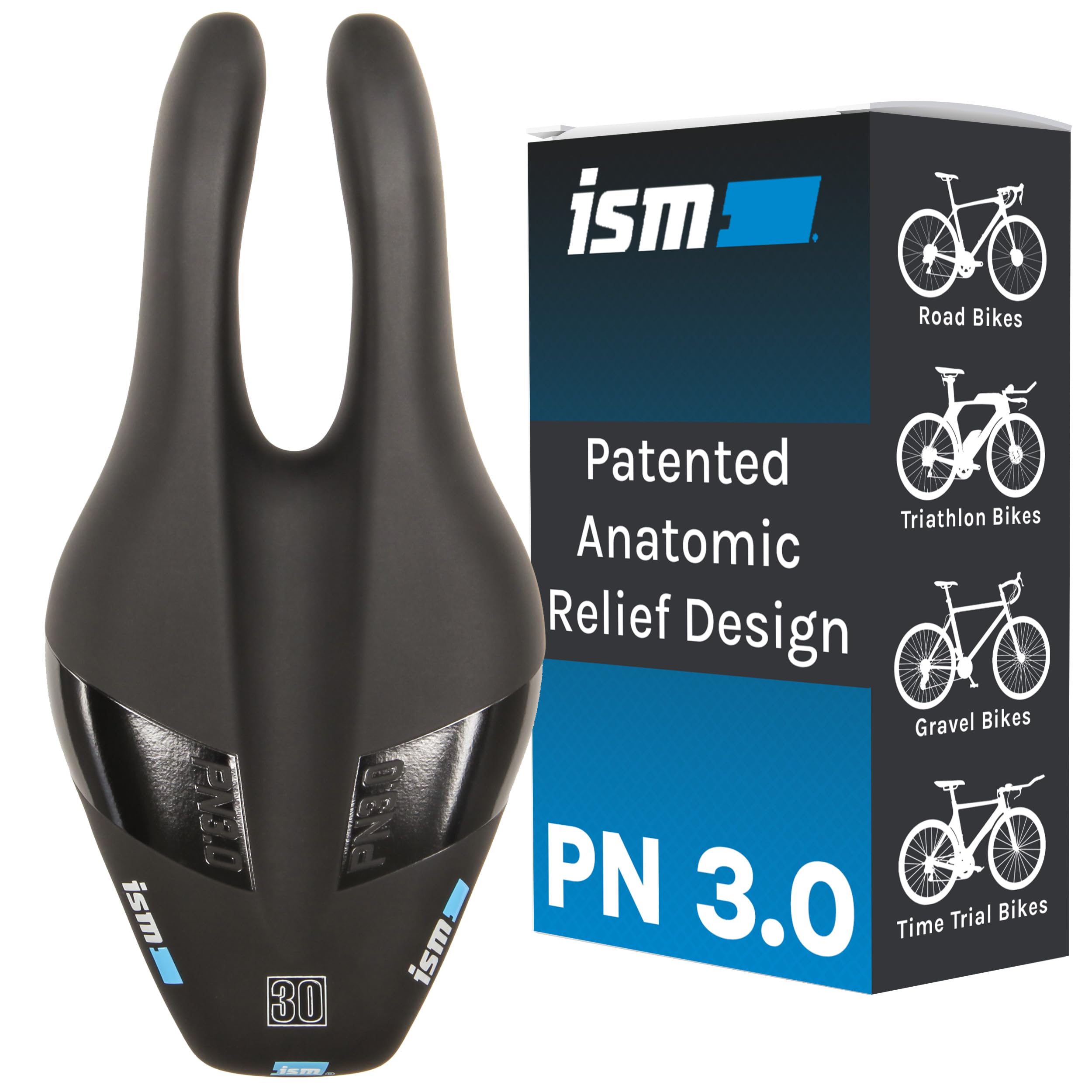 ISM PN 3.0 Padded Road Bike Saddle - Professionally Designed Noseless Bicycle Seat for Road, Time Trial, Triathlon, and Gravel B