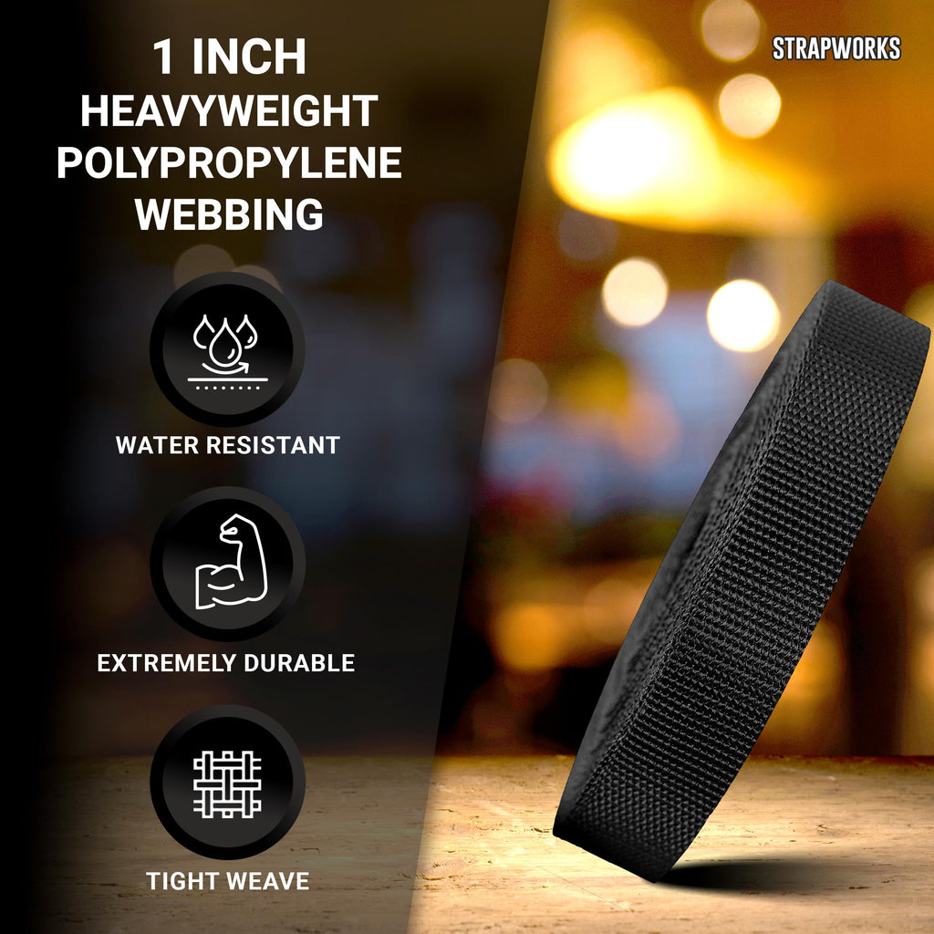 Strapworks Heavyweight Polypropylene Webbing - Heavy Duty Poly Strapping For Outdoor Diy Gear Repair, 1 Inch X 10 Yards - Woodla