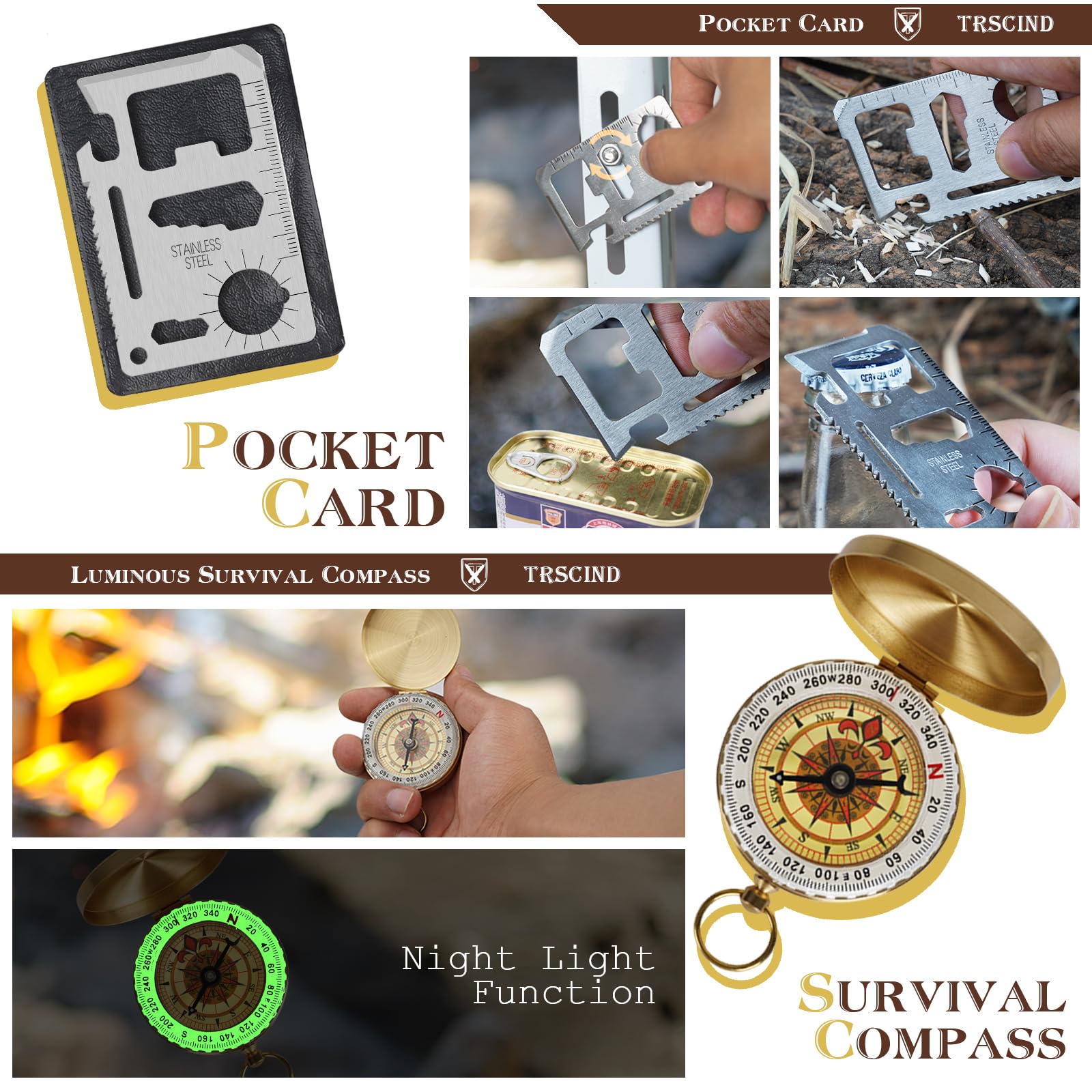 Survival Kit, Gifts For Men Husband Dad, Emergency Survival Gear And Equipment 14 In 1, Hunting Fishing Fathers Day Birthday Gif