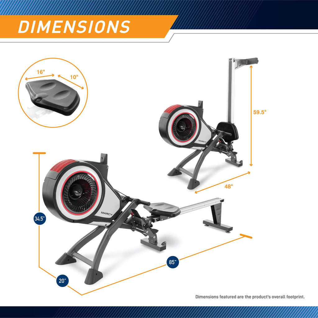 Marcy Foldable Turbine Rowing Machine Rower With 8 Resistance Setting And Transport Wheels Ns-6050Re, Gray
