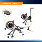 Marcy Foldable Turbine Rowing Machine Rower With 8 Resistance Setting And Transport Wheels Ns-6050Re, Gray