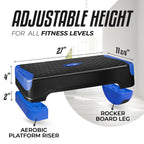 Yes4All 2-In-1 Adjustable Aerobic Stepper With Extra Half Round Legs For Home Workout, Step Exercise & Balance Training - Dark B