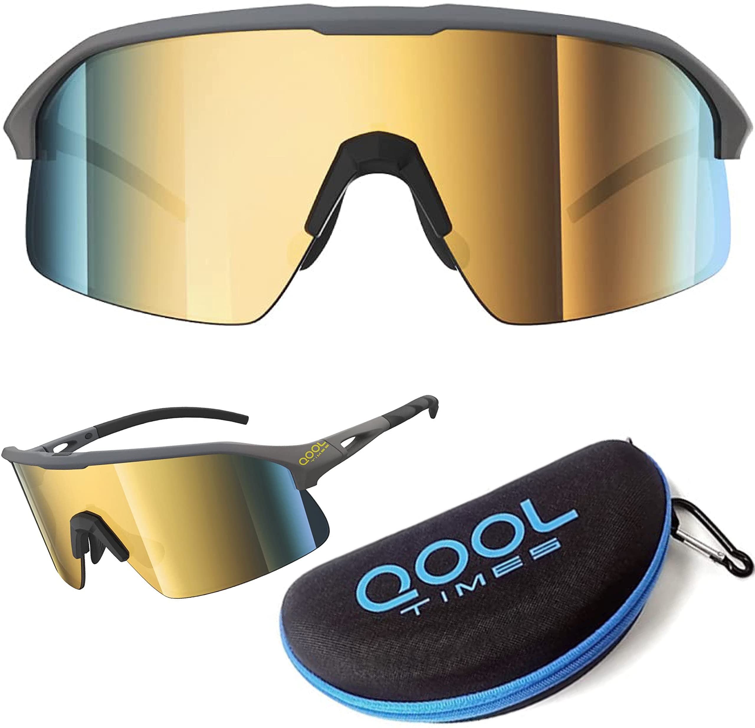 Qooltimes Polarized Wrap Around Shield Cycling Sunglasses Men Women Oakley Sutro Lite Golfing Ski Triathlon Volleyball Running B