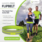 FlipBelt Classic Running Belt for Phone and Small Accessories, Exercise Waist Pouch for Women and Men, XS, Reflective Neon Yello