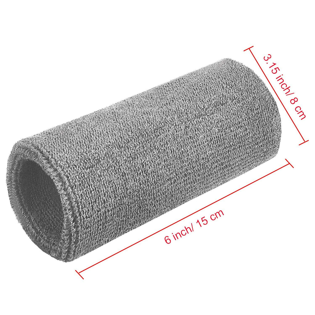 Willbond 6 Inch Wrist Sweatband Sport Wristbands Elastic Athletic Wrist Bands For Sports 2 Pieces (Grey)