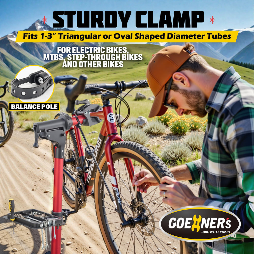 Goehner 'S Upgrade Ebike Repair Stand (Max 110 Lbs) - Portable Aluminum Bicycle Workstand For Electric, Mountain, And Road Bikes