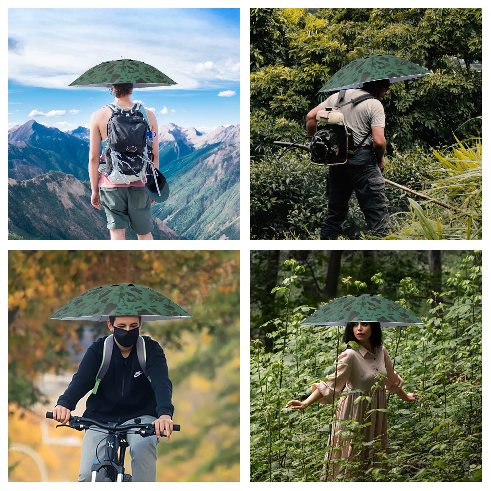 New-Vi Fishing Umbrella Hat Folding Adjustable Sun Rain Cap,7-Ribs Anti-Uv Waterproof Headwear For Fishing Gardening Golf Sunsha