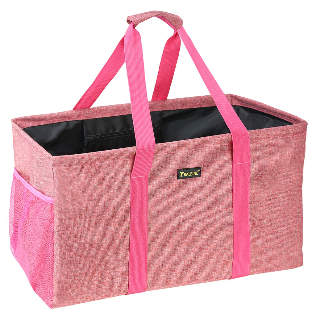 Baleine Extra Large Utility Tote Bag With Wire Frame For Storage (Pink, 1-Pack)
