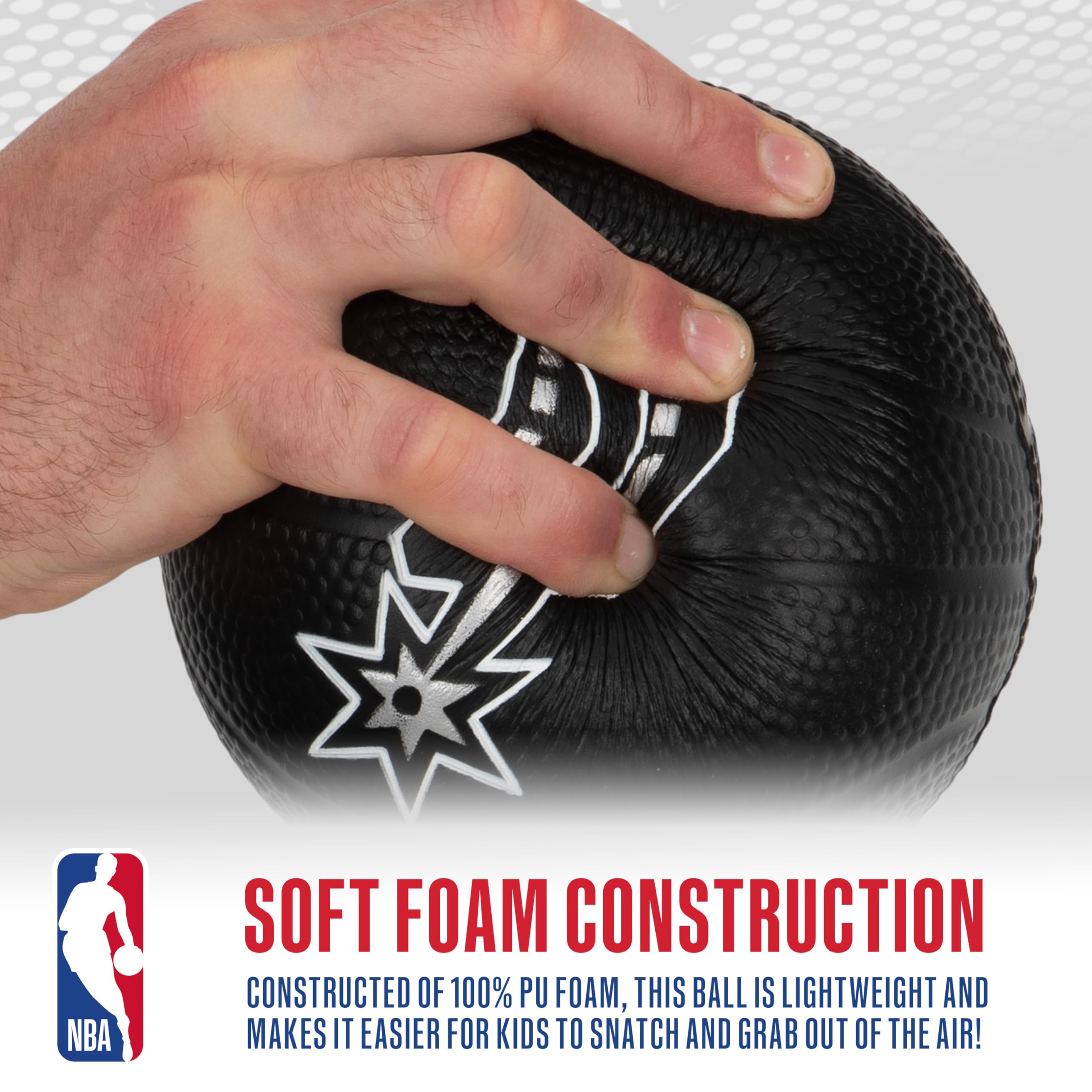 Franklin Sports Nba San Antonio Spurs Mini Foam Basketball - Kids 5.5'' Inch Toy Basketball For Over The Door + Mini Indoor Hoop