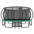 Lyromix 15FT Outdoor Trampolines for Kids and Adults, Pumpkin Trampolin with Curved Poles, Recreational Trampolin with Basketbal