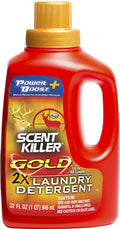 Scent Killer Gold Scent Free Laundry Detergent For Hunting Gear With Power Boost Plus Odor Eliminator, 32 Fluid Ounces