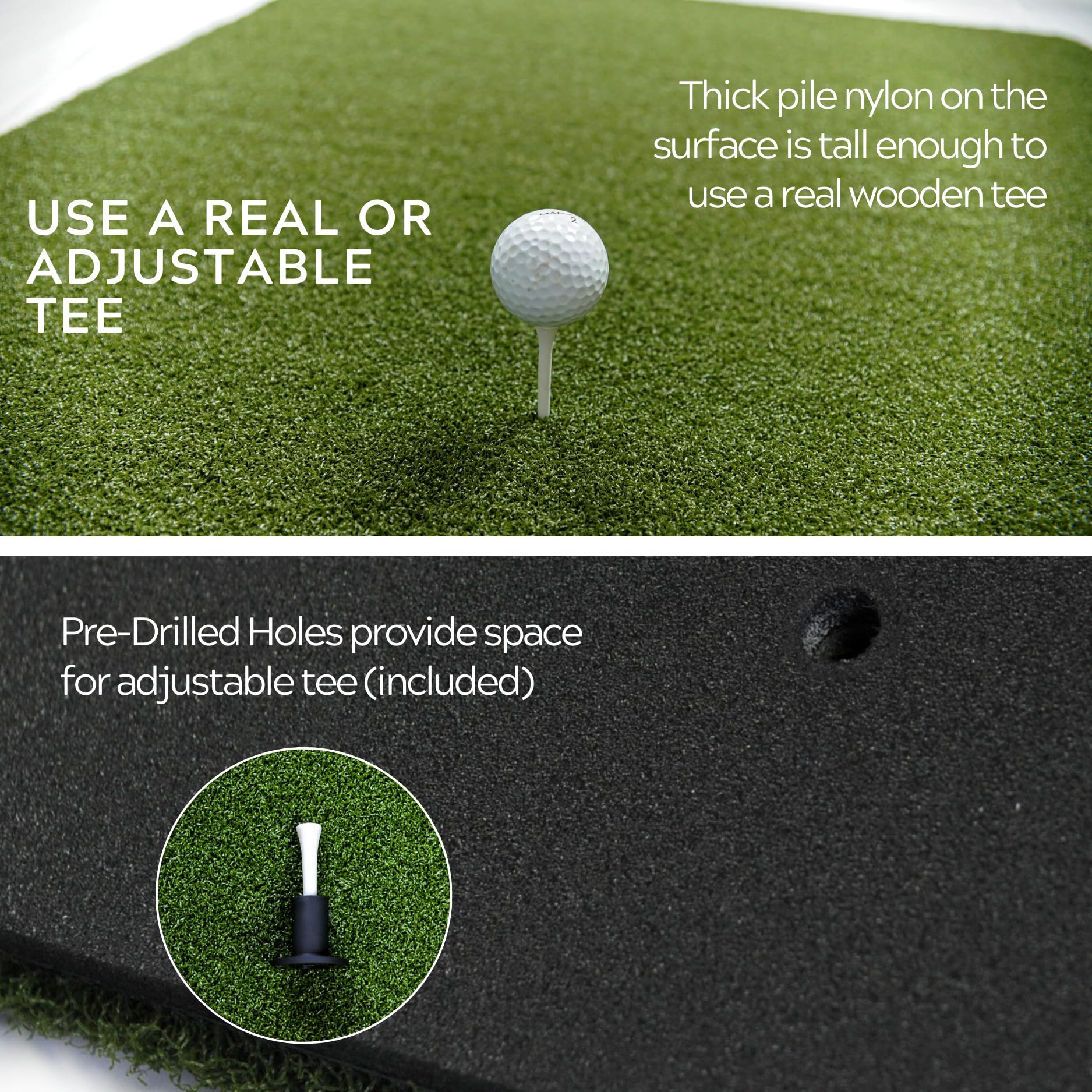 Original Country Club Elite By Real Feel Golf Mat 5X5 Ft, Thick Outdoor & Indoor Turf Practice Mat With Real & Rubber Tee Compat