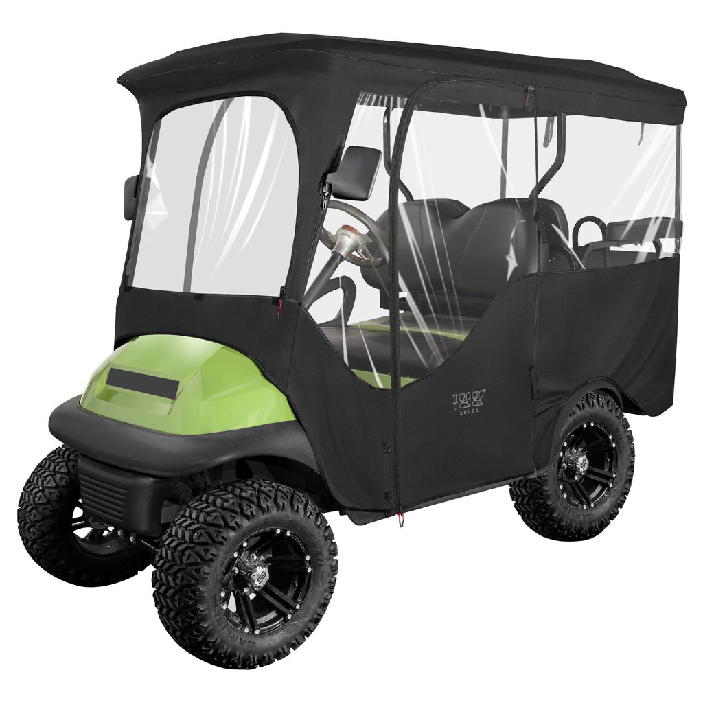 10L0L 4 Passenger Golf Cart Driving Enclosure For Club Car Precedent With Extended Roof Up To 81'', 4-Sided Clear Window 420D Ra