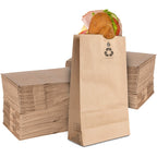 Stock Your Home 6 Lb Kraft Brown Paper Lunch Bags (200 Count) - Bulk Disposable Lunch Sacks, Medium Size Blank Bag For Kids, Goo