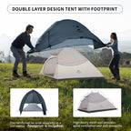 Naturehike Cloud Up 2 Person Tent Lightweight Backpacking Tent With Footprint - 3 Season Free Standing Camping Hiking Two Person