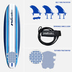Wavestorm - Classic Soft Top Foam 7ft Surfboard Surfboard for Beginners and All Surfing Levels Complete Set Includes Leash and M