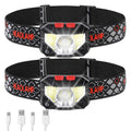 Vekkia Bright LedHeadlampRechargeable, 2Pack WaterproofMotionSensorHeadlight,White Red LED Head Lamp, HeadFlashlight for
