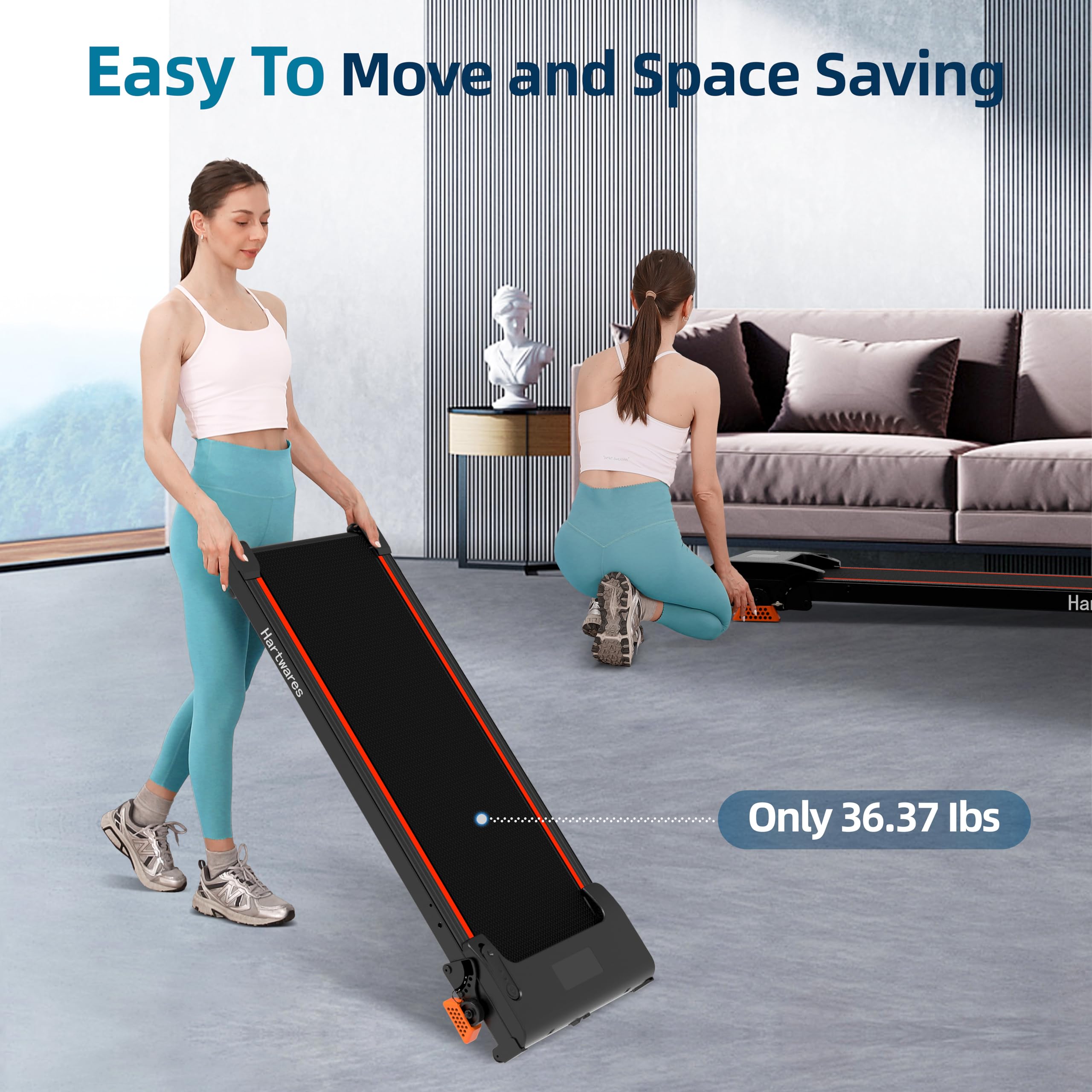 Walking Pad Treadmill With Incline, Under Desk Treadmills For Home Office Small, 2.5Hp Brushless Motorized, App Compatible, Port