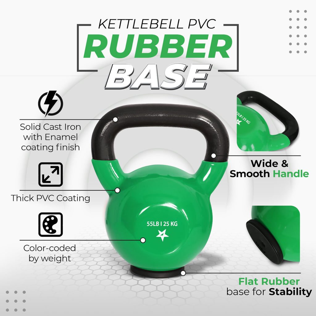 Kettlebell - Pvc - Rubber Base - 55Lbs
