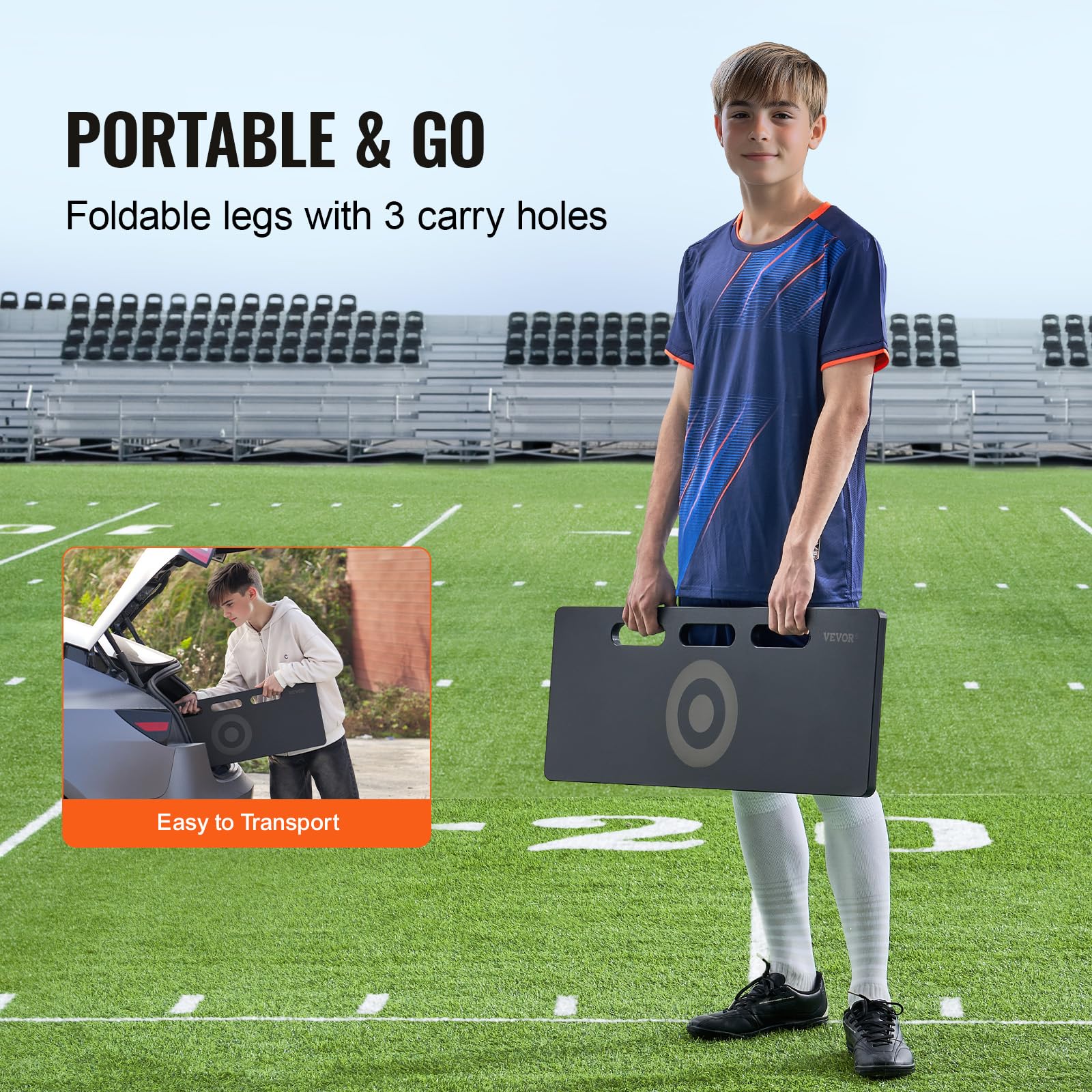 Vevor Soccer Rebounder Board, 32''X12'' Portable Soccer Wall With 2 Angles Rebound, Foldable Hdpe Kickback Rebound Board, Soccer