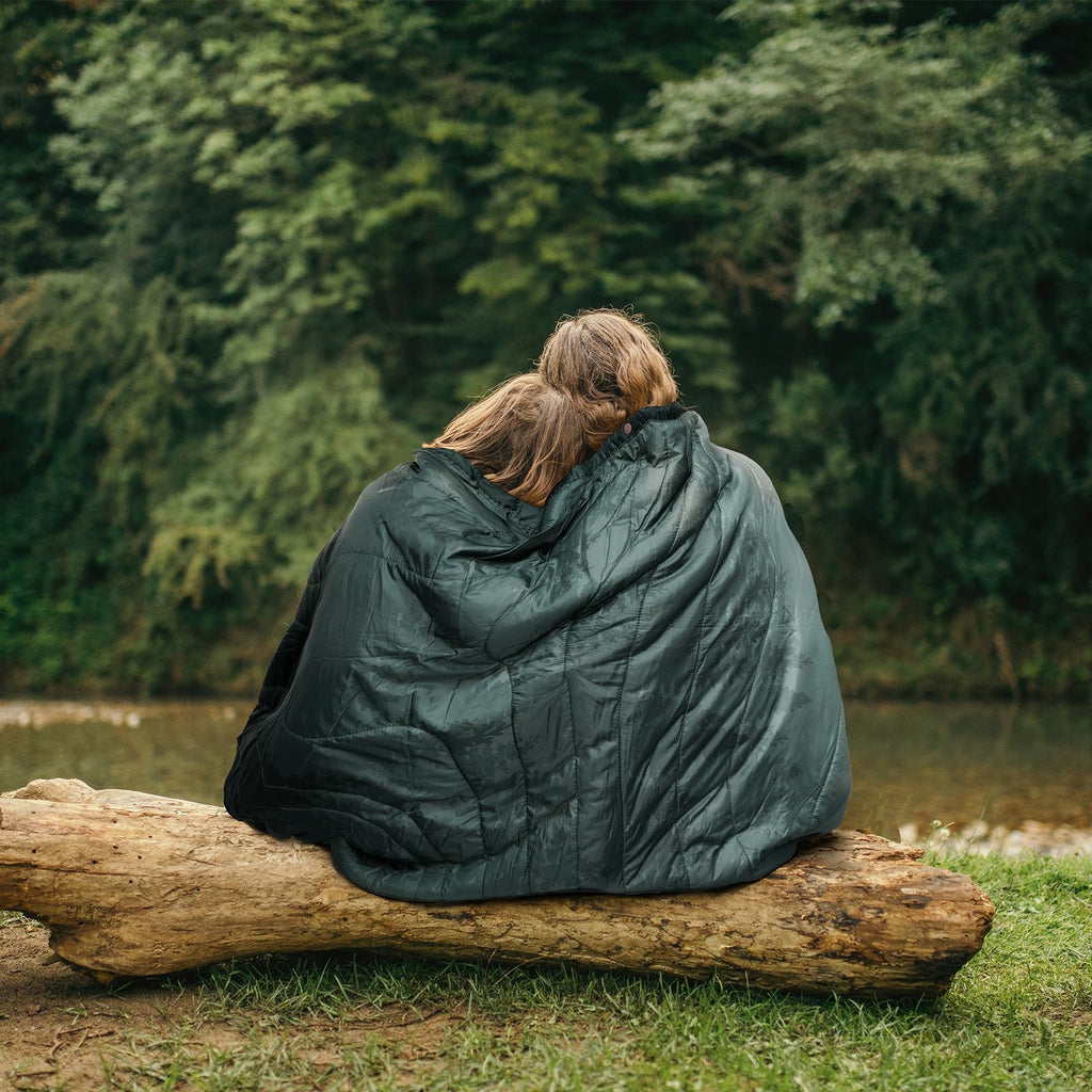Kawagebo Kamp Outdoor Camping Blanket With Sherpa Lining, Extra Warm Thick Camp Blankets And Puffy Ultralight Soft Poncho Dwr Ca